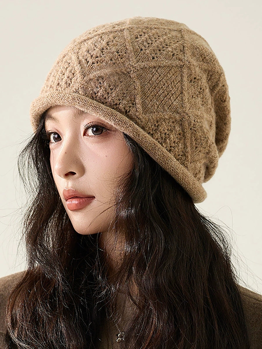 Women Winter Pure Color Warm Knitted Hat