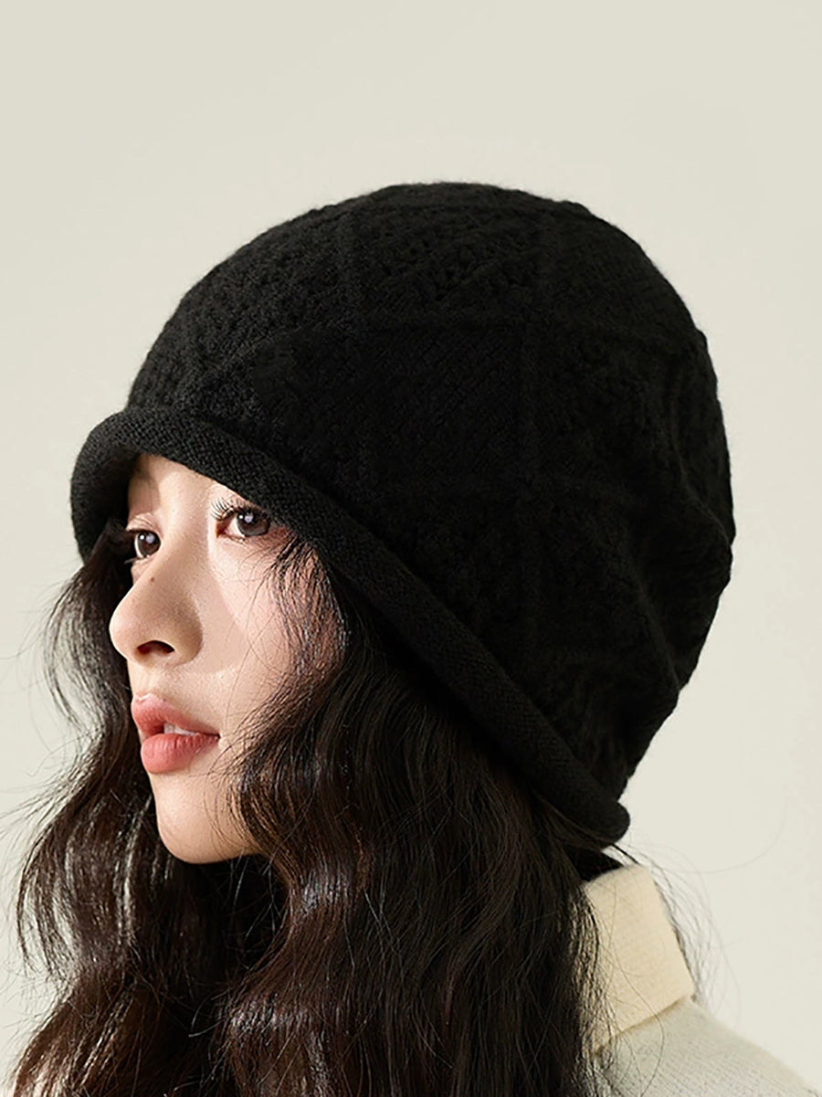 Women Winter Pure Color Warm Knitted Hat