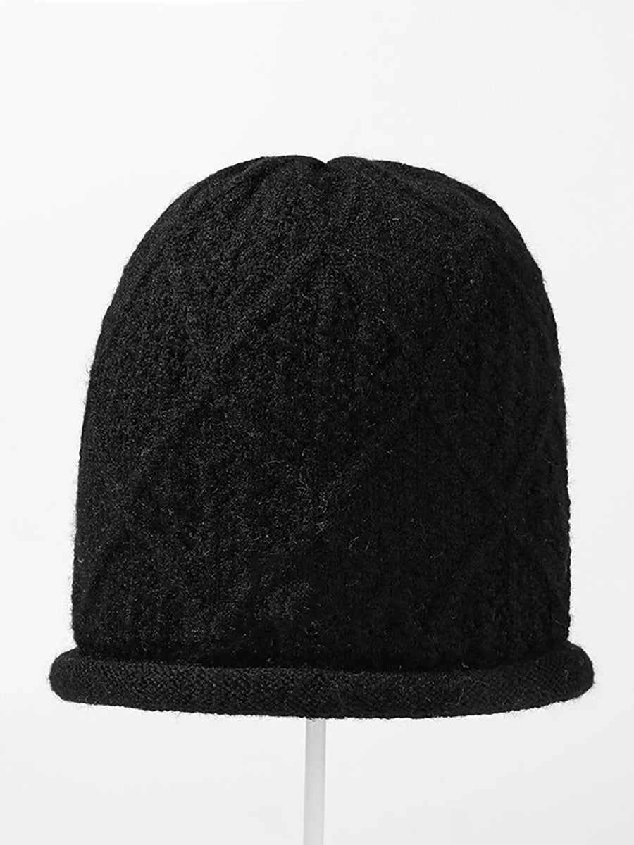 Women Winter Pure Color Warm Knitted Hat