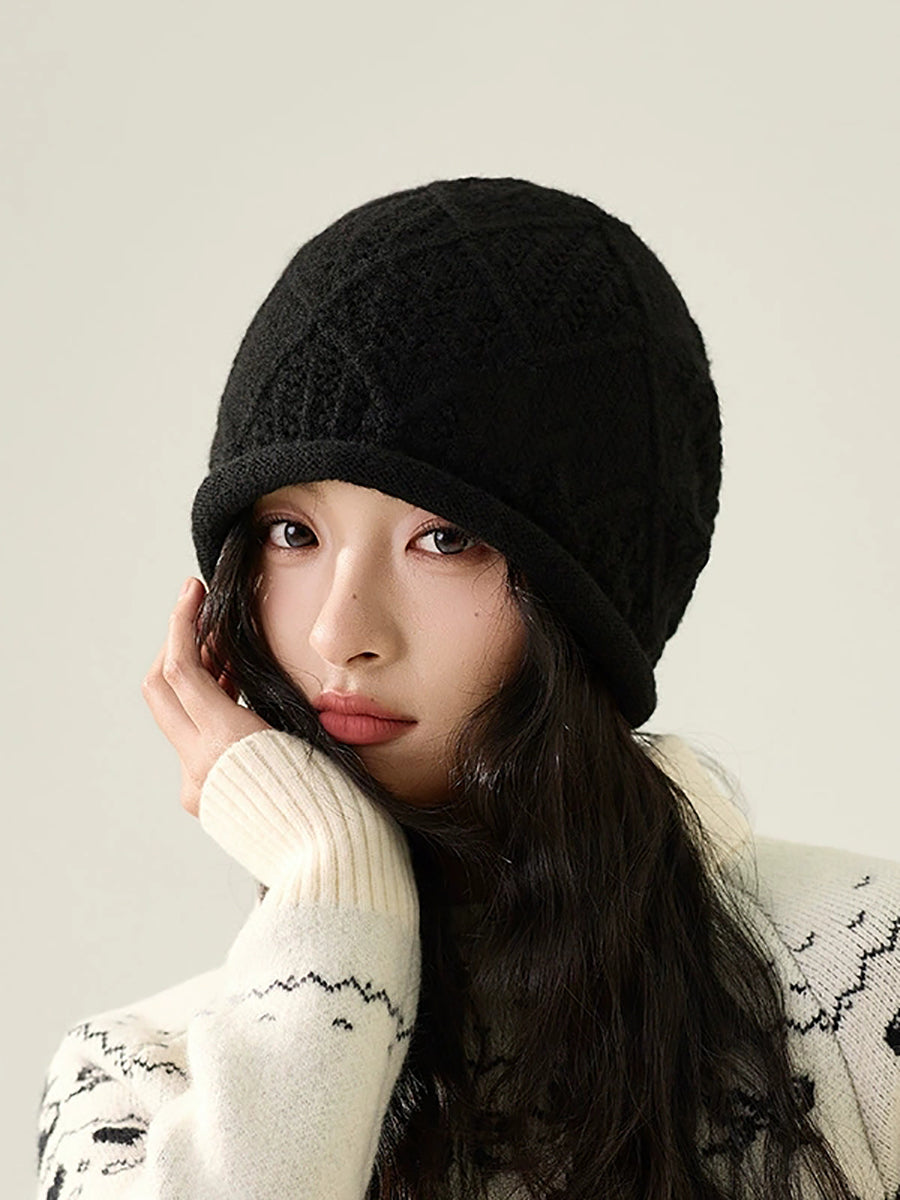 Women Winter Pure Color Warm Knitted Hat