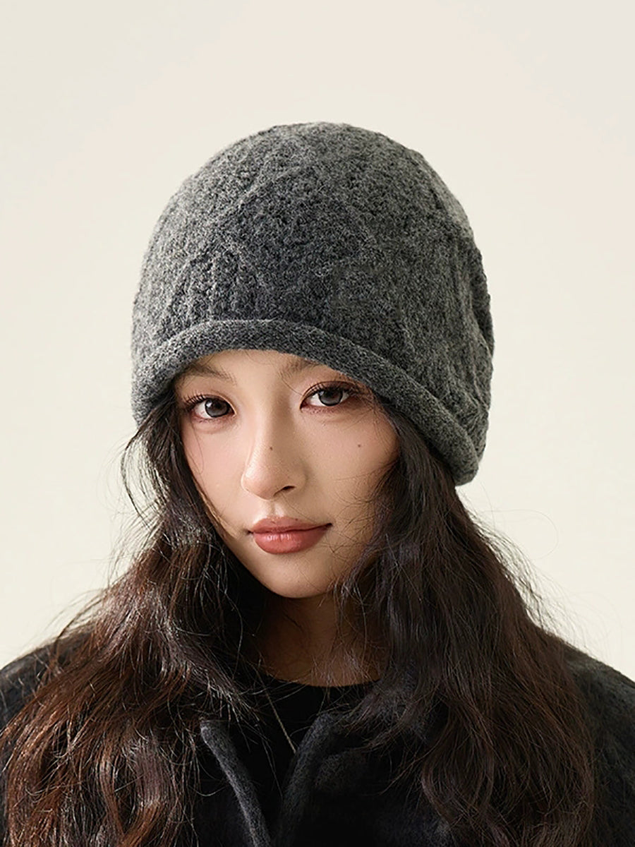 Women Winter Pure Color Warm Knitted Hat