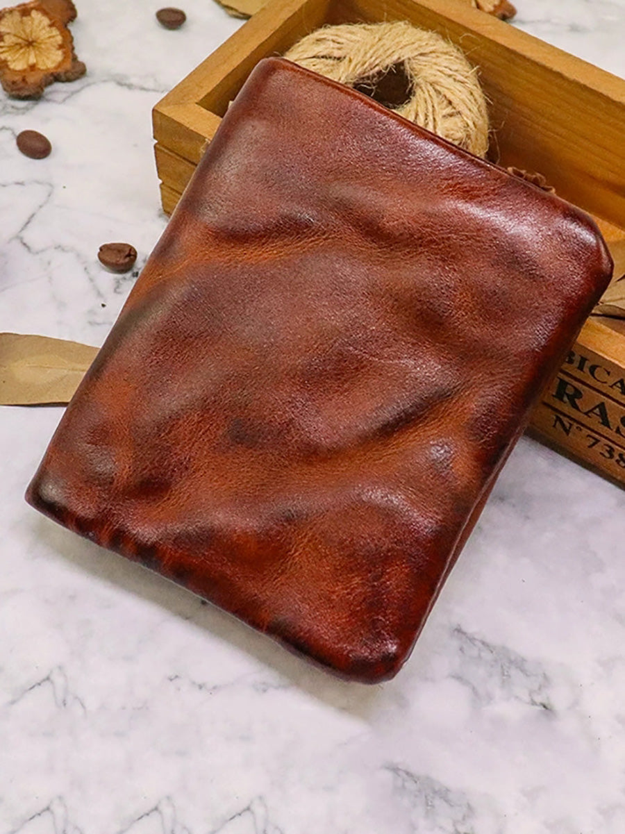 Vintage Pure Color Leather Multifunction Wallet