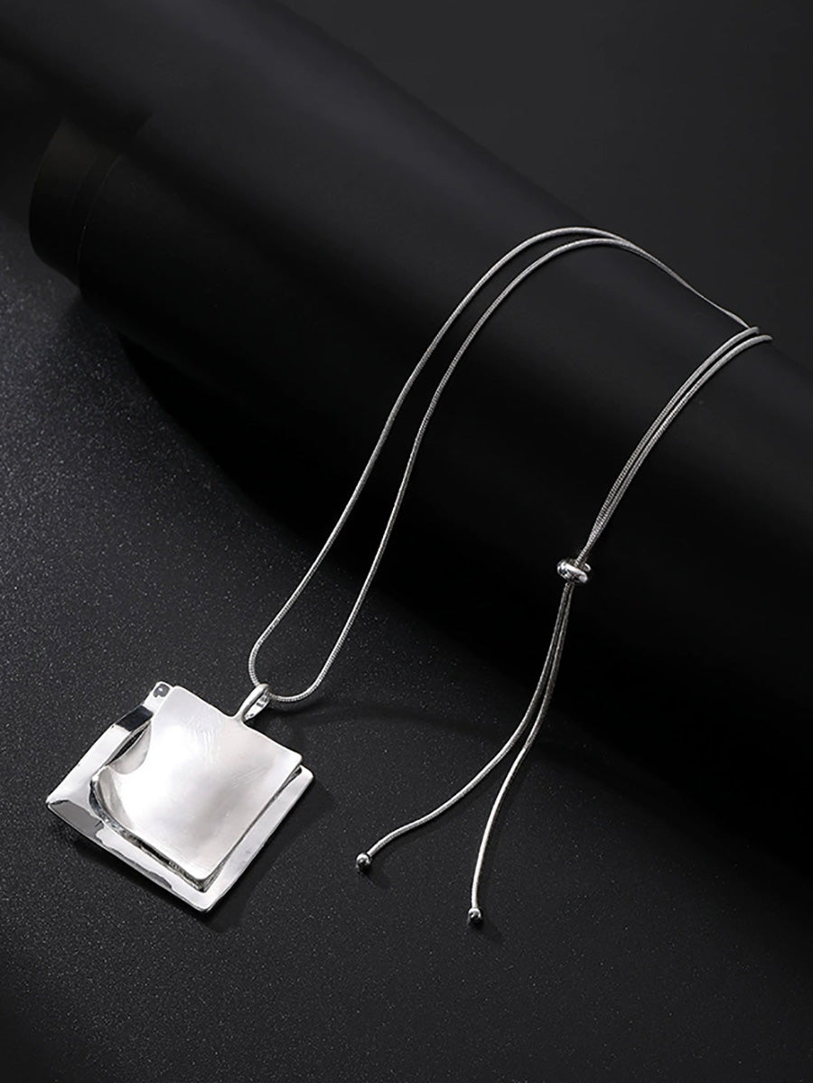 Fashion Square Alloy Long Pandent Necklace