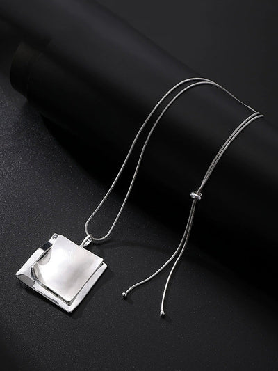 Fashion Square Alloy Long Pandent Necklace