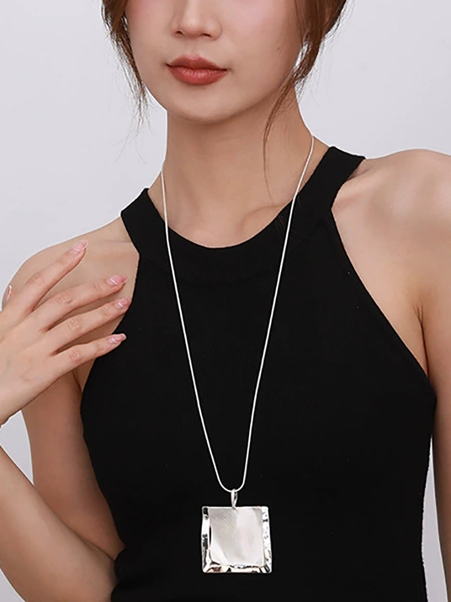 Fashion Square Alloy Long Pandent Necklace