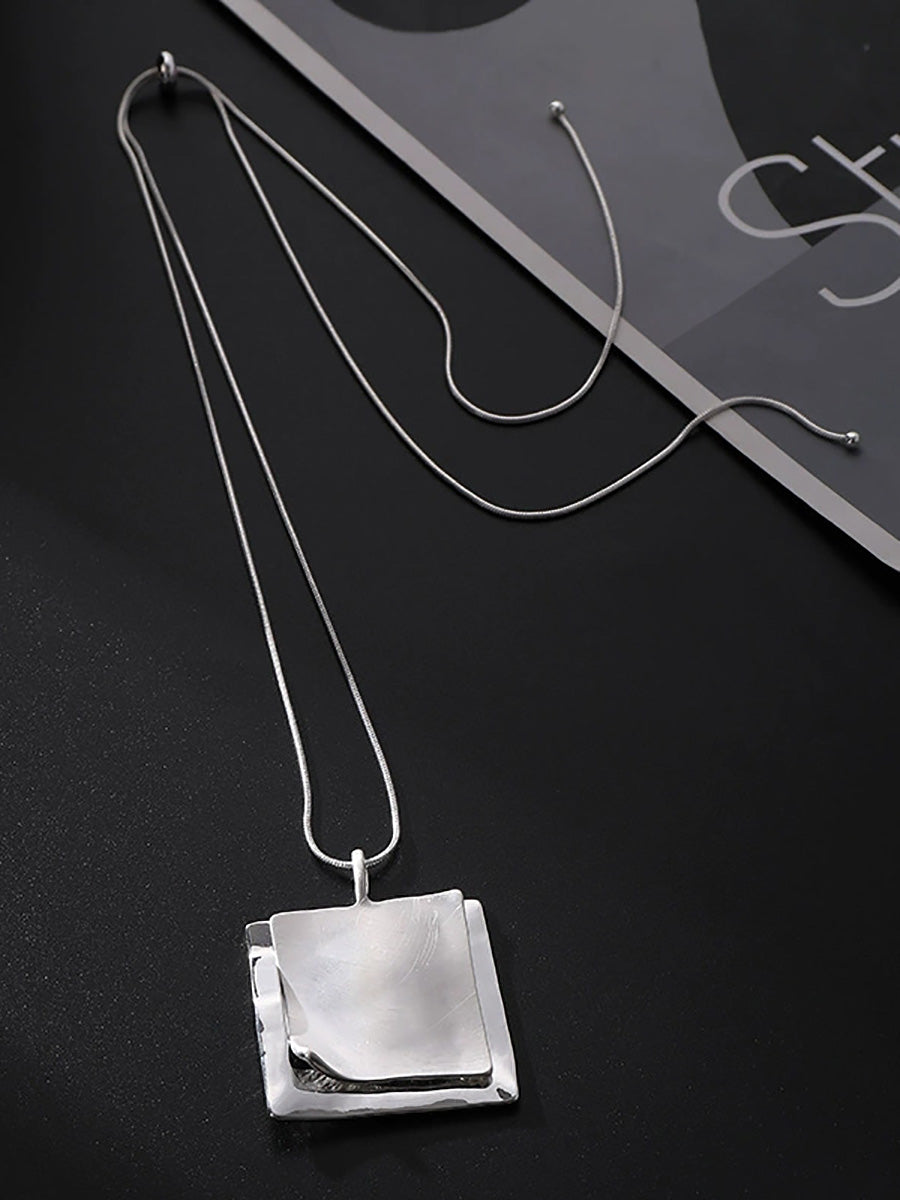 Fashion Square Alloy Long Pandent Necklace