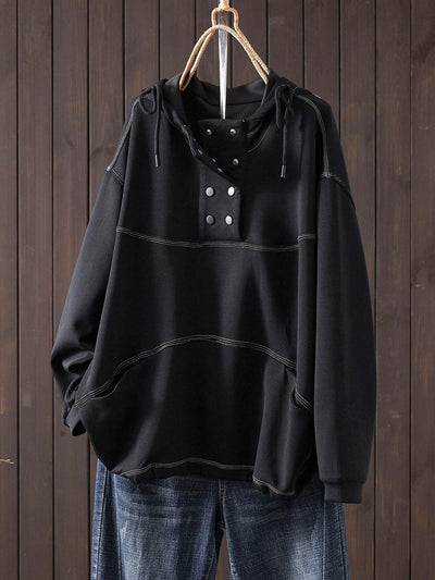 Women Autumn Casual Pure Color Hoodie