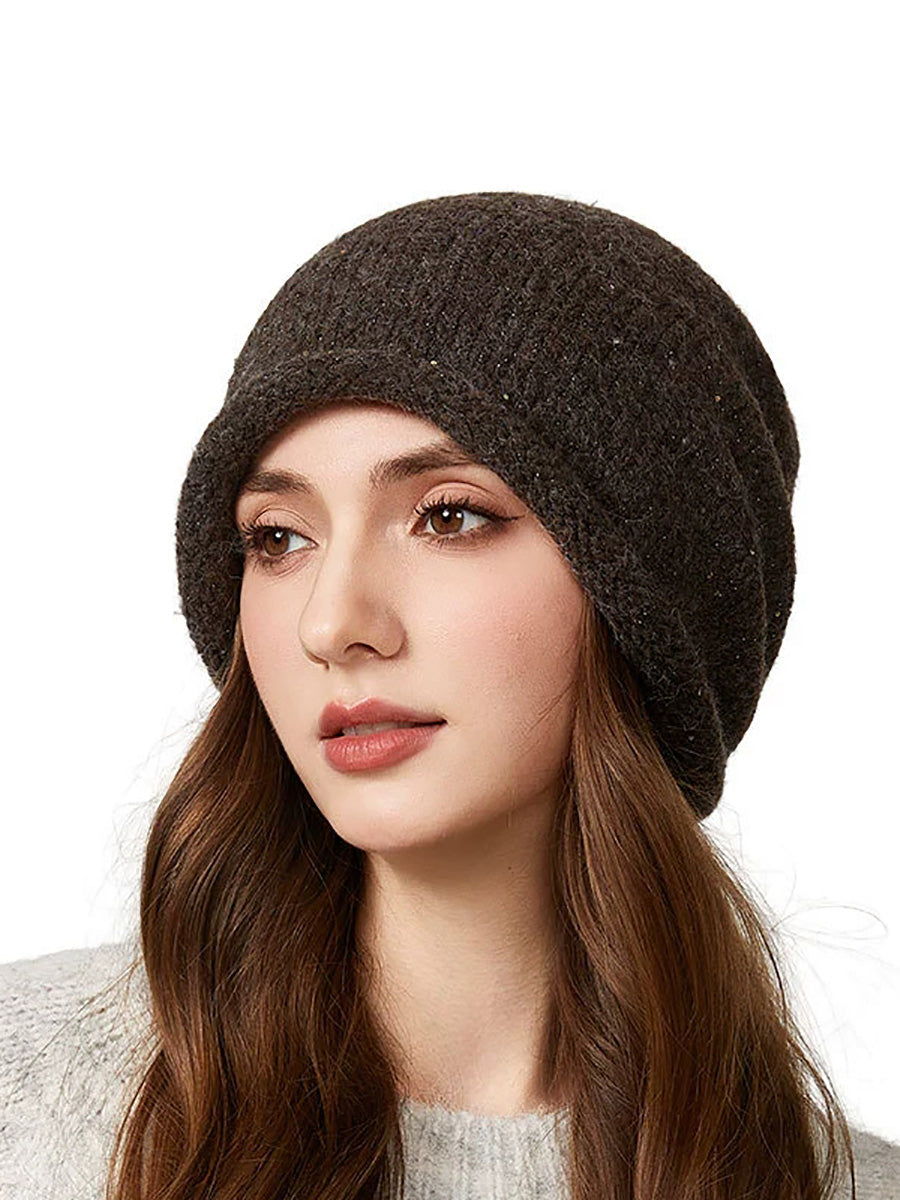 Women Winter Pure Color Warm Knitted Hat