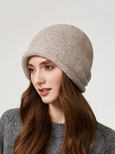 Women Winter Pure Color Warm Knitted Hat