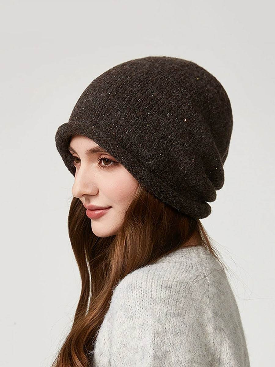 Women Winter Pure Color Warm Knitted Hat