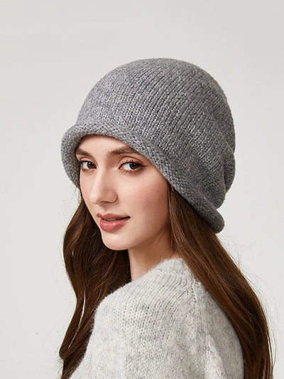 Women Winter Pure Color Warm Knitted Hat