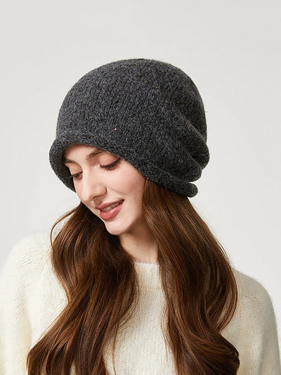 Women Winter Pure Color Warm Knitted Hat