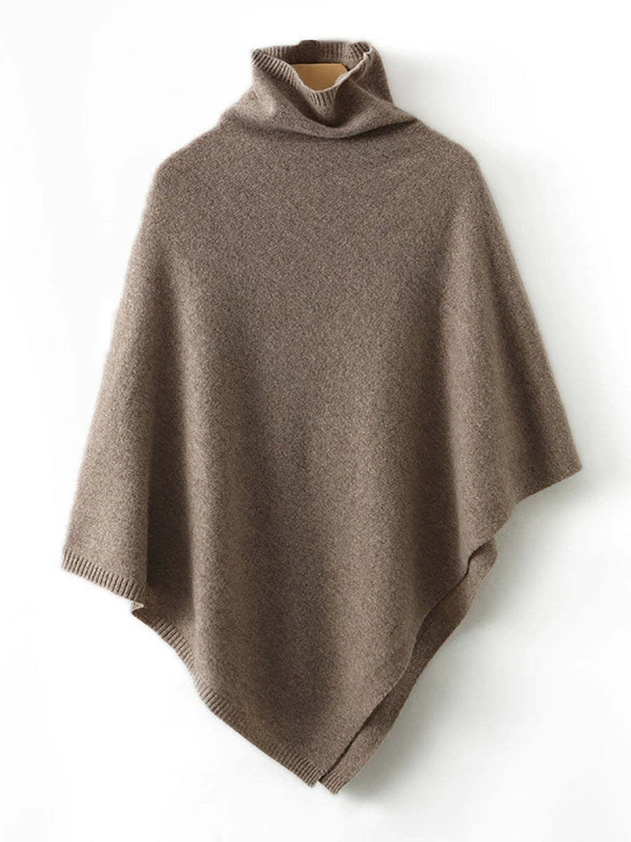 Women Artsy Pure Color Turtleneck Pullover Shawl Scarf