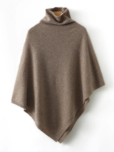 Women Artsy Pure Color Turtleneck Pullover Shawl Scarf