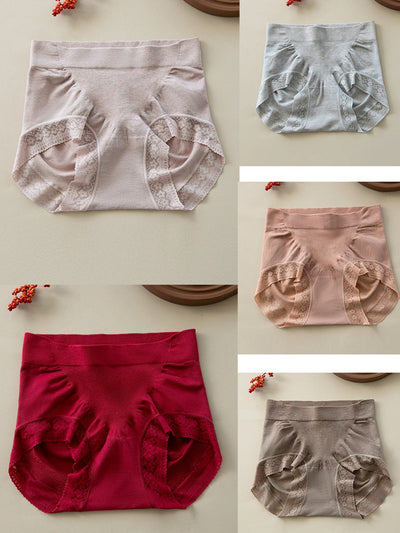 5 Pieces Women Casual High Waist Lace Underwear