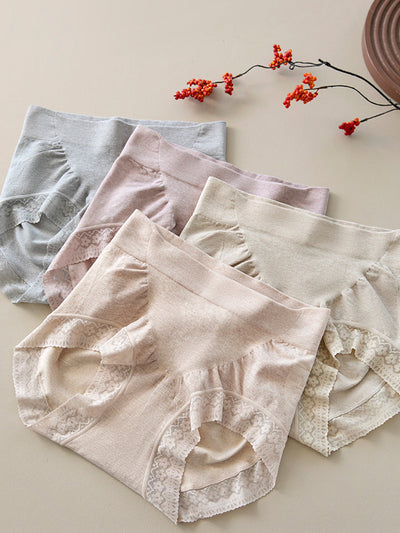 5 Pieces Women Casual High Waist Lace Underwear