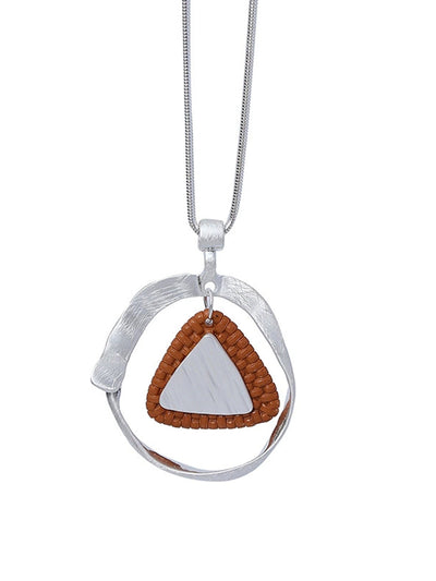 Fashion Alloy Triangle Rattan Weaving Sweater Necklace