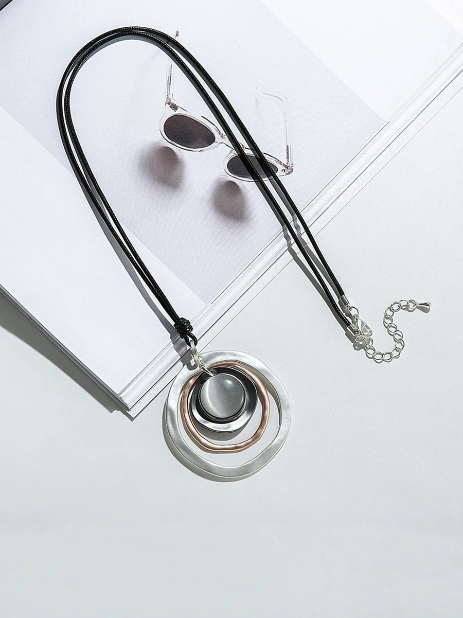 Fashion Matte Alloy Geometric Sweater Necklace