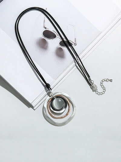 Fashion Matte Alloy Geometric Sweater Necklace