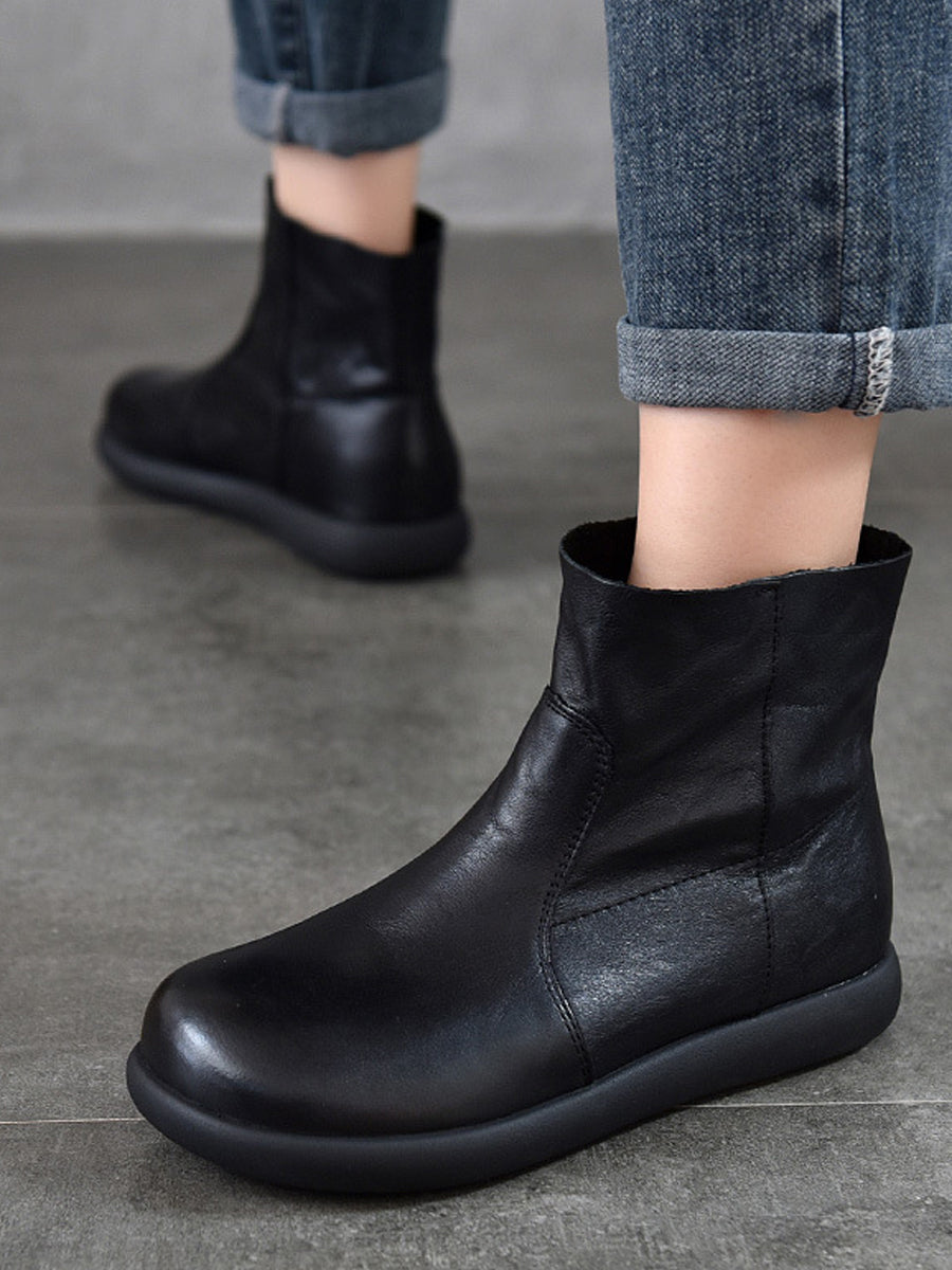 Women Vintage Genuine Leather Soft Ankle Boots