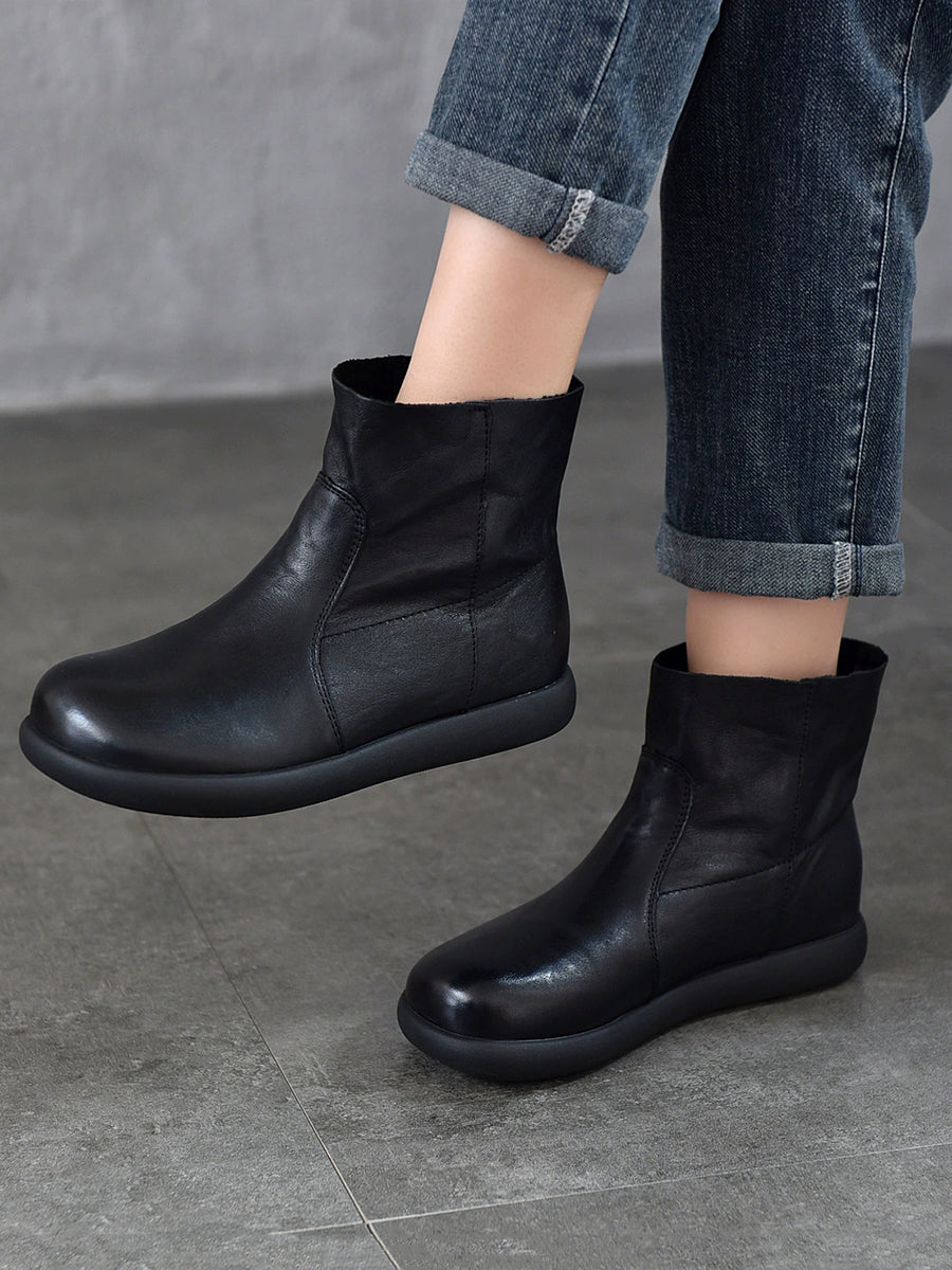 Women Vintage Genuine Leather Soft Ankle Boots