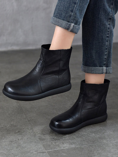 Women Vintage Genuine Leather Soft Ankle Boots