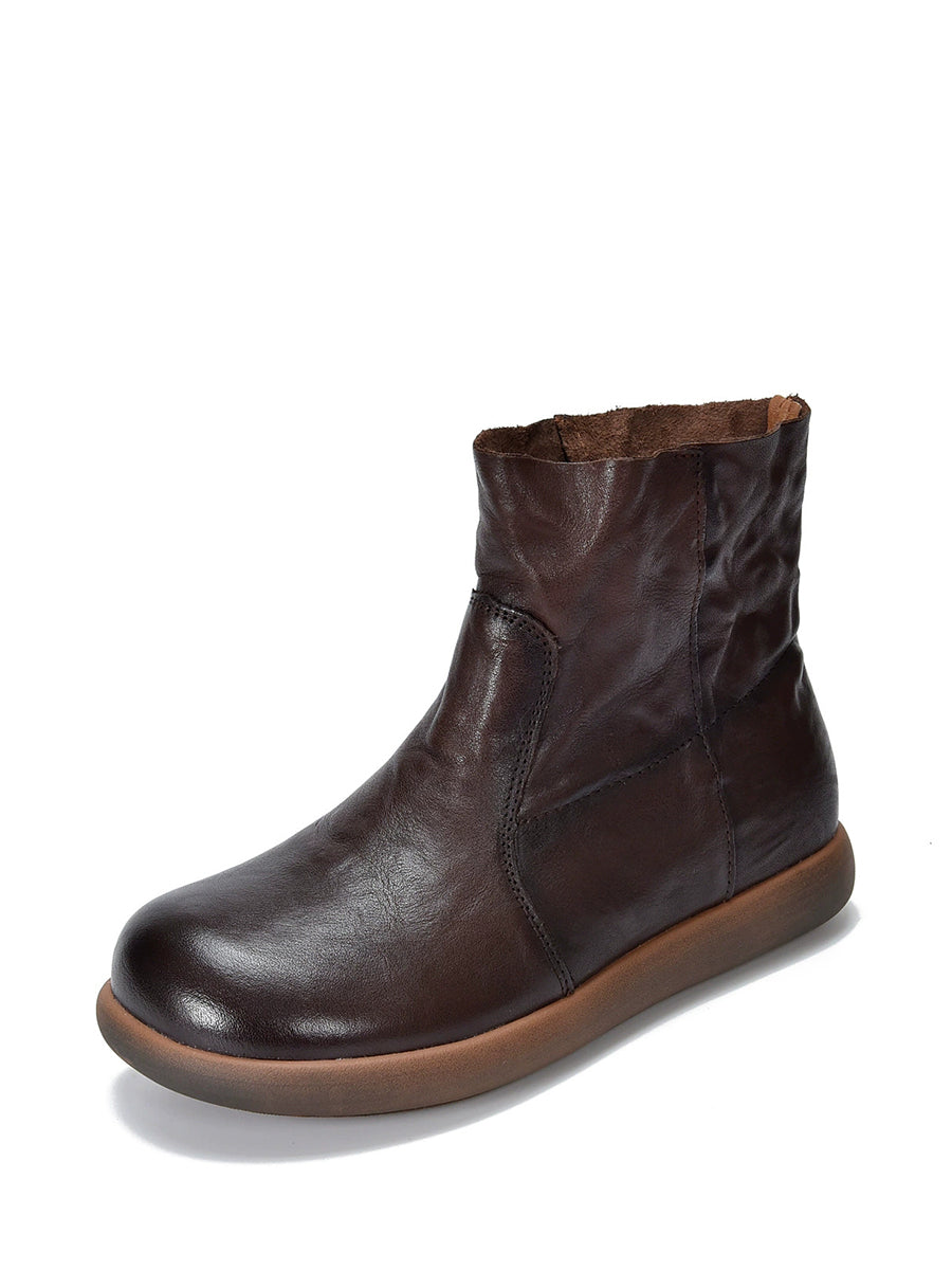 Women Vintage Genuine Leather Soft Ankle Boots