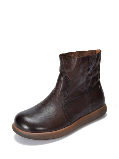 Women Vintage Genuine Leather Soft Ankle Boots