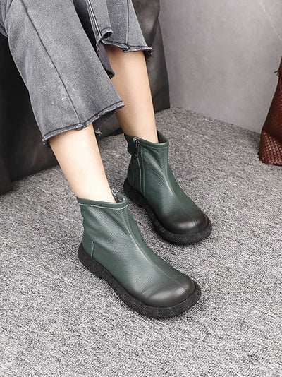 Women Retro Genuine Leather Ankle Boots