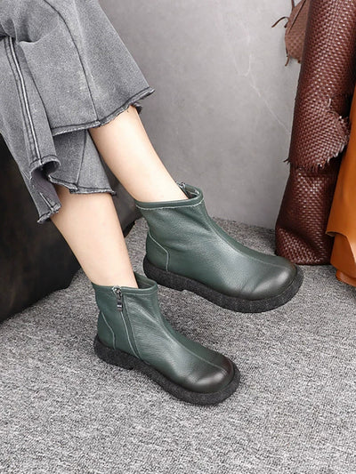 Women Retro Genuine Leather Ankle Boots