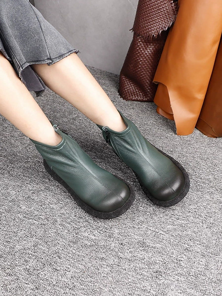 Women Retro Genuine Leather Ankle Boots