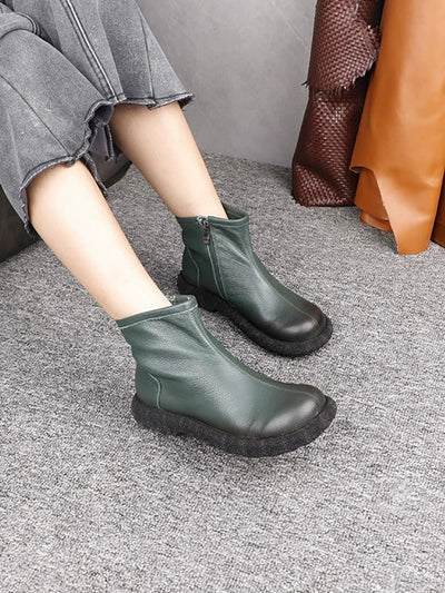 Women Retro Genuine Leather Ankle Boots