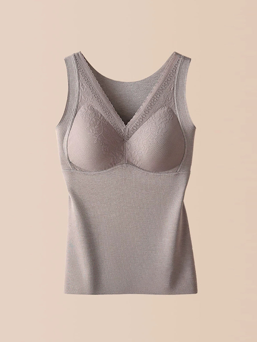 Women Autumn Warm Pure Color V-Neck Base Vest