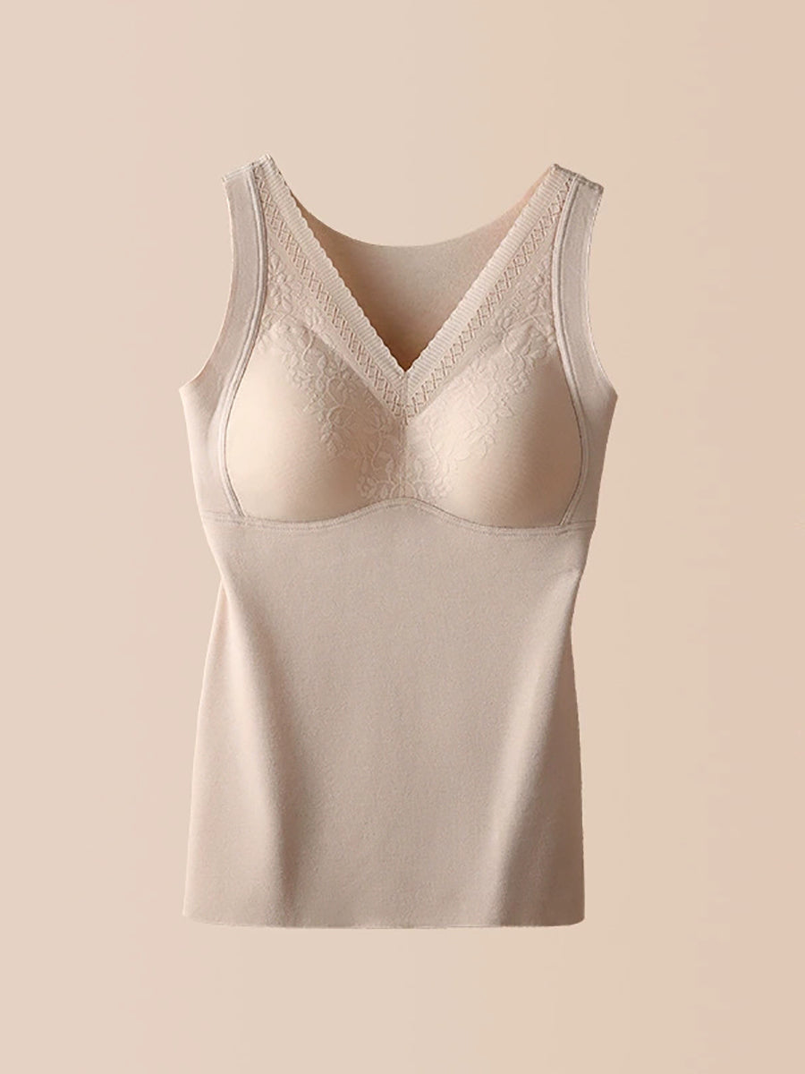 Women Autumn Warm Pure Color V-Neck Base Vest