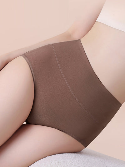 6 Pieces Women Winter Pure Color High Waist Underwear