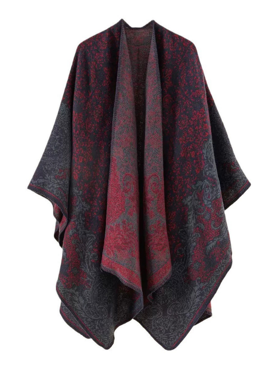 Women Vintage Autumn Print Warm Shawl