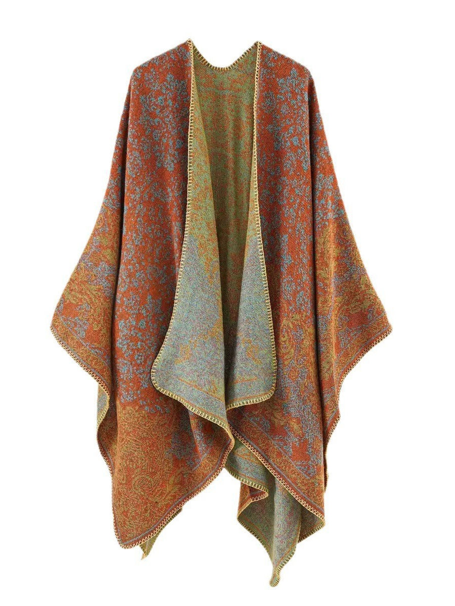 Women Vintage Autumn Print Warm Shawl