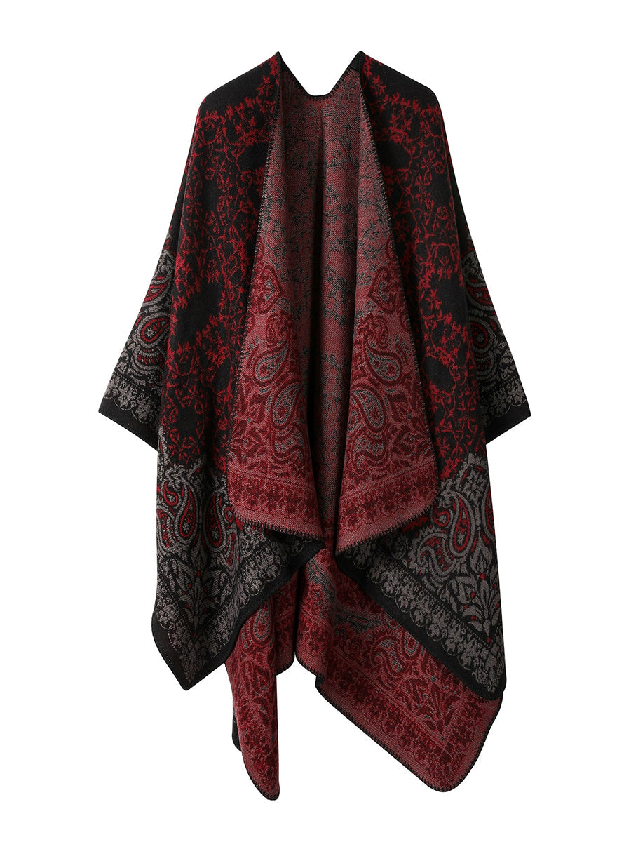 Women Vintage Autumn Print Warm Shawl