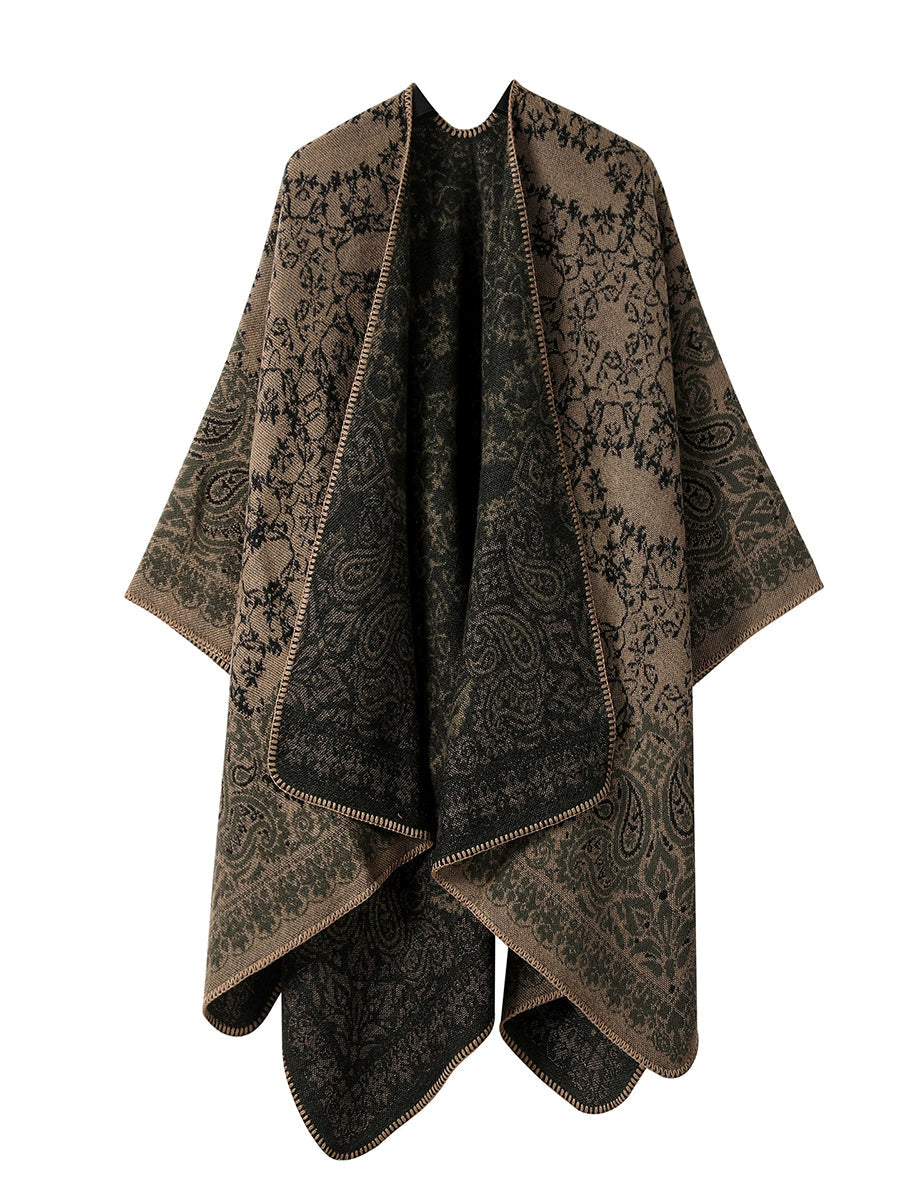 Women Vintage Autumn Print Warm Shawl