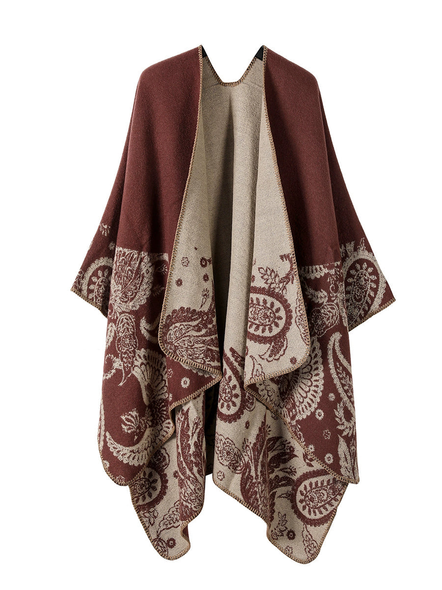 Women Vintage Autumn Print Warm Shawl
