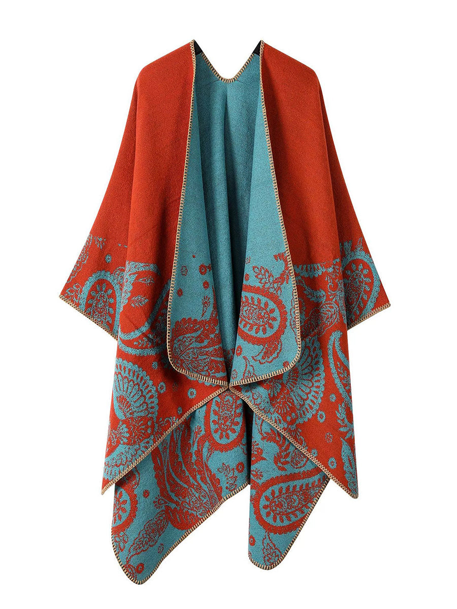 Women Vintage Autumn Print Warm Shawl