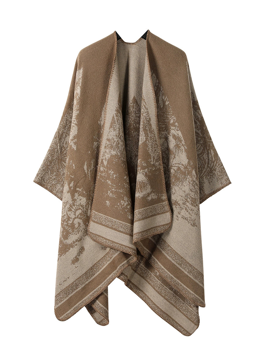 Women Vintage Autumn Print Warm Shawl