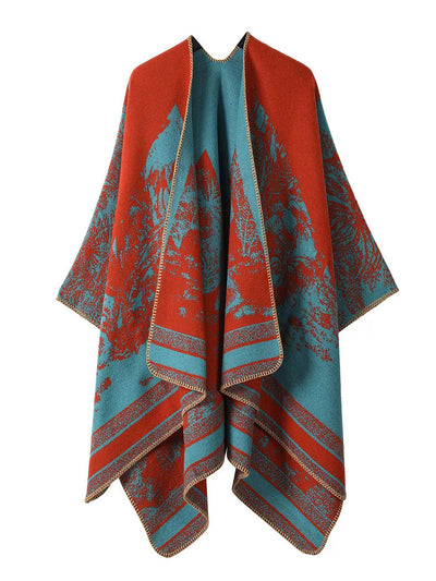 Women Vintage Autumn Print Warm Shawl