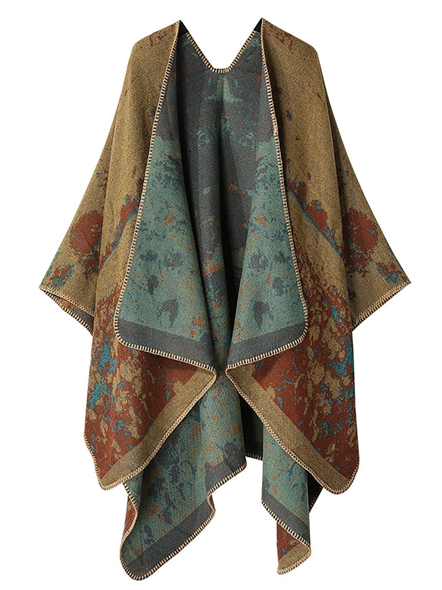 Women Vintage Autumn Print Warm Shawl