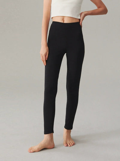 Women Autumn Warm Pure Color High Waist Leggings