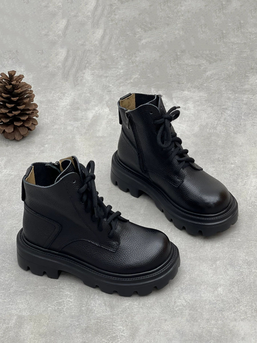 Women Winter Genuine Leather Platfrom Martin Boots
