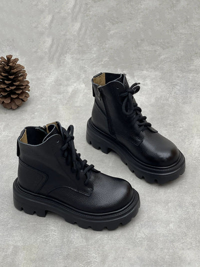 Women Winter Genuine Leather Platfrom Martin Boots