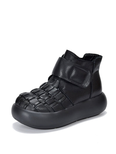 Women Retro Genuine Leather Platfrom Boots