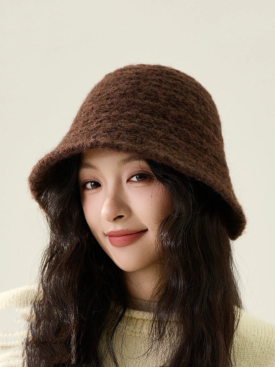 Women Casual Winter Knitted Bucket Hat