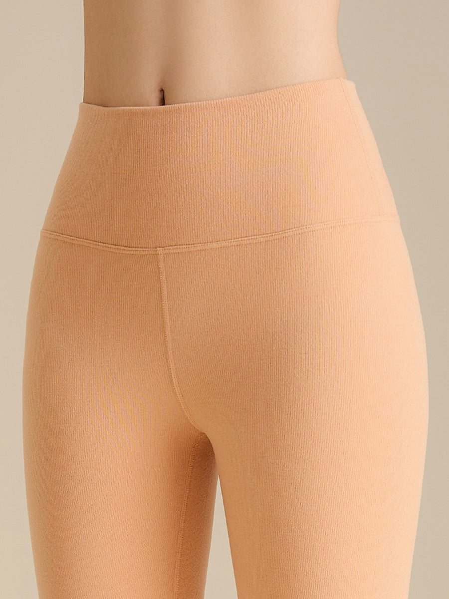 Women Autumn Warm Pure Color High Waist Leggings